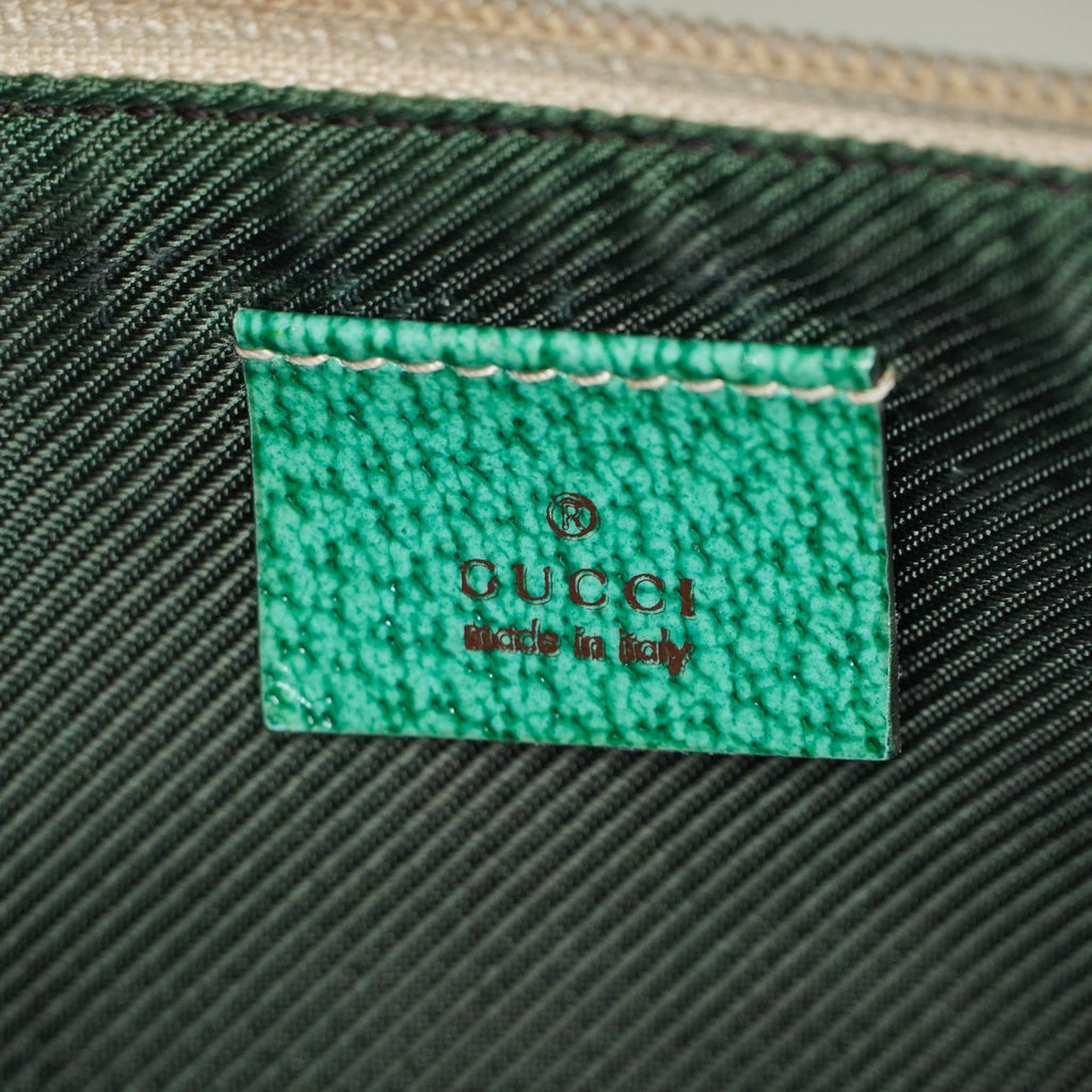 Gucci GG Canvas Boat Pochette Shoulder Bag Beige Green Used Vintage 08E012310002