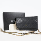 Chanel Caviar Quilted Wallet On Chain WOC Black Crossbody Bag Gold 07E2620790012