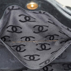 Chanel Wild Stitch Tote Bag Black Calfskin Leather CC Logo Used 07E077260010