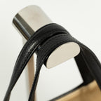 kate spade handbag beige black with bow gold logo plate leather 225243940936