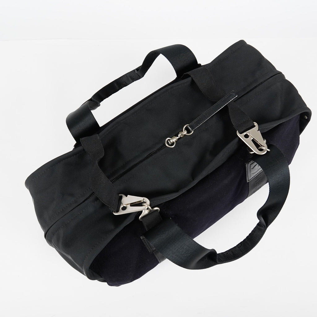 CHANEL Sports Line Boston Bag 40cm Black Canvas Used Vintage Duffle 07E186930027