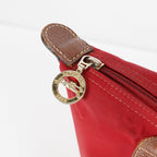 Longchamp Le Pliage Tote Bag Red Nylon Leather Gold Hardware Used XYZ274