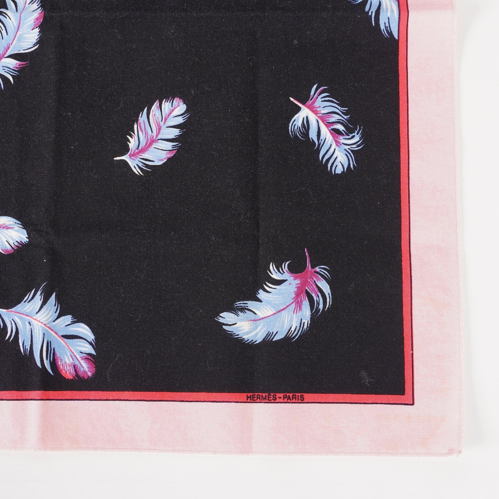 Hermes Carre 45 100% Cotton Napkin, Black with Blue, 03E13825017