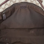 Gucci GG Supreme Canvas Tote Bag Beige Brown Leather Trim Used 08E112310030