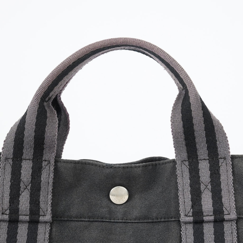 Hermes Fourre-Tout MM Black Canvas Used Tote Shoulder Bag 09M37793108