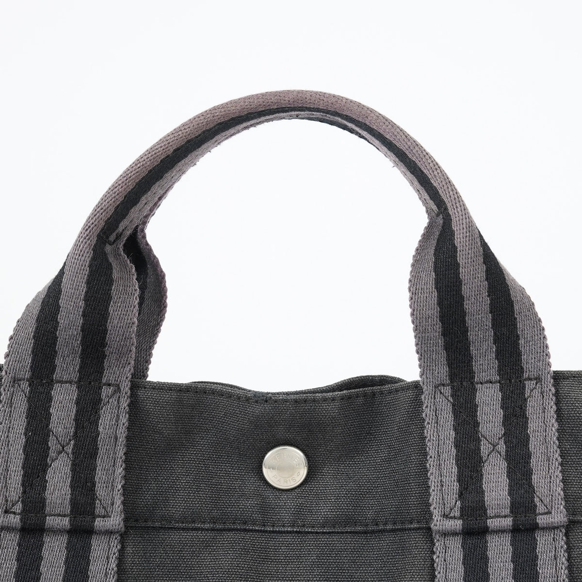 Hermes Fourre-Tout MM Black Canvas Used Tote Shoulder Bag 09M37793108
