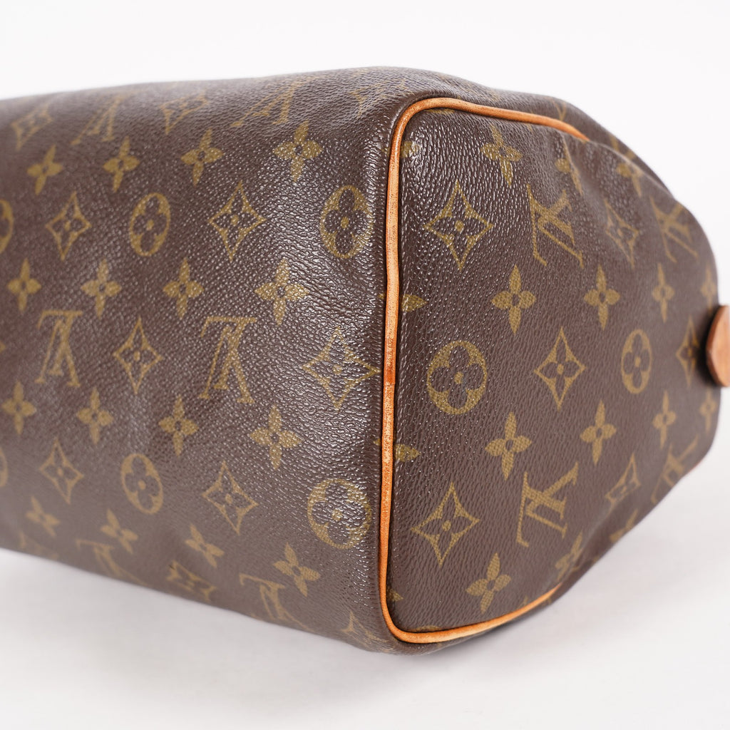 Louis Vuitton Speedy 25 M41528 Monogram Canvas Boston Handbag Brown 07E057150004