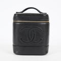 CHANEL Caviar Skin CC Vanity Bag Black Gold Hardware Vintage Case 08E047150002