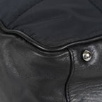 CHANEL Chocolate Bar Nylon Mini Boston Handbag Black Silver HW Used 07E314180008