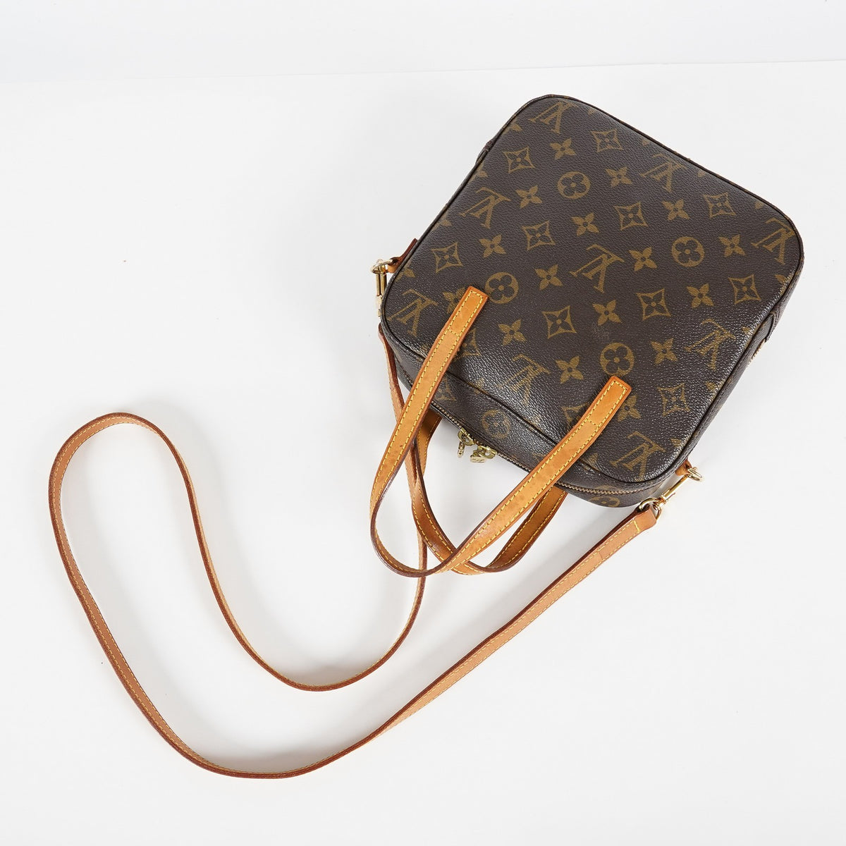Louis Vuitton Spontini M47500 Monogram Canvas 2way Handbag Brown 08E073190020