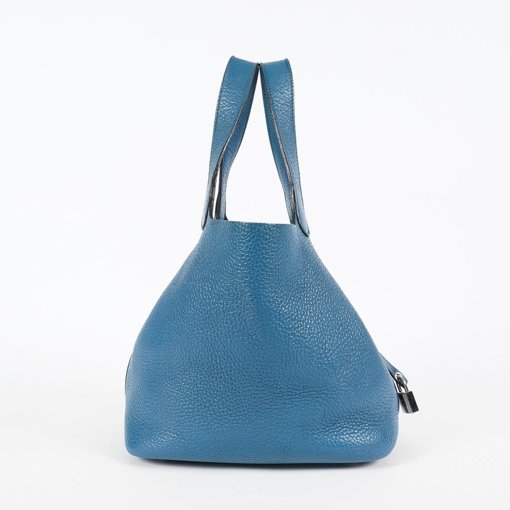 Hermes Picotin Lock MM Taurillon Clemence Leather Bag Blue Used 07E2822660025