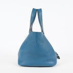 Hermes Picotin Lock MM Taurillon Clemence Leather Bag Blue Used 07E2822660025