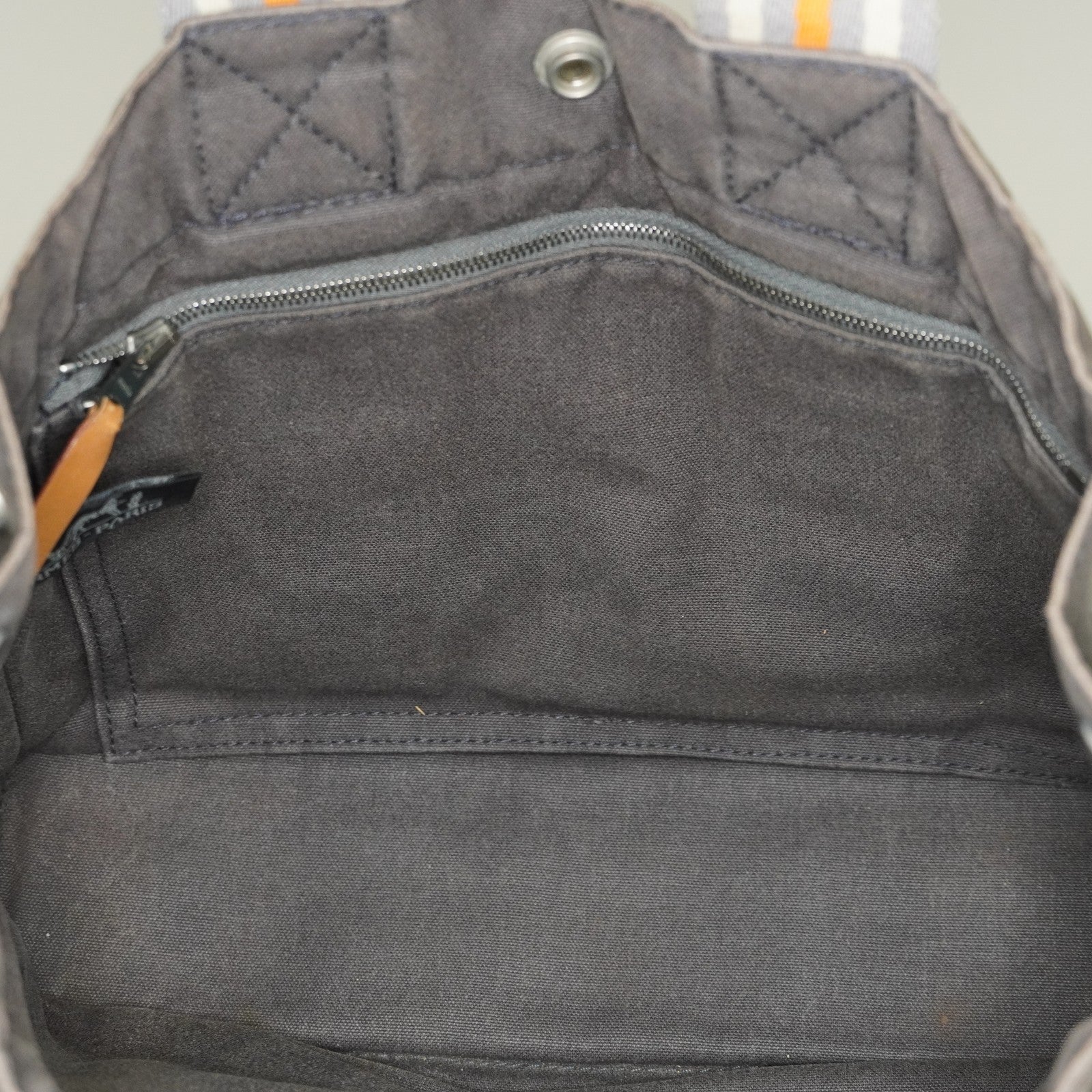 Hermes Fourre-Tout PM Tote Bag Canvas Gray Used Vintage Handbag 07E13825007