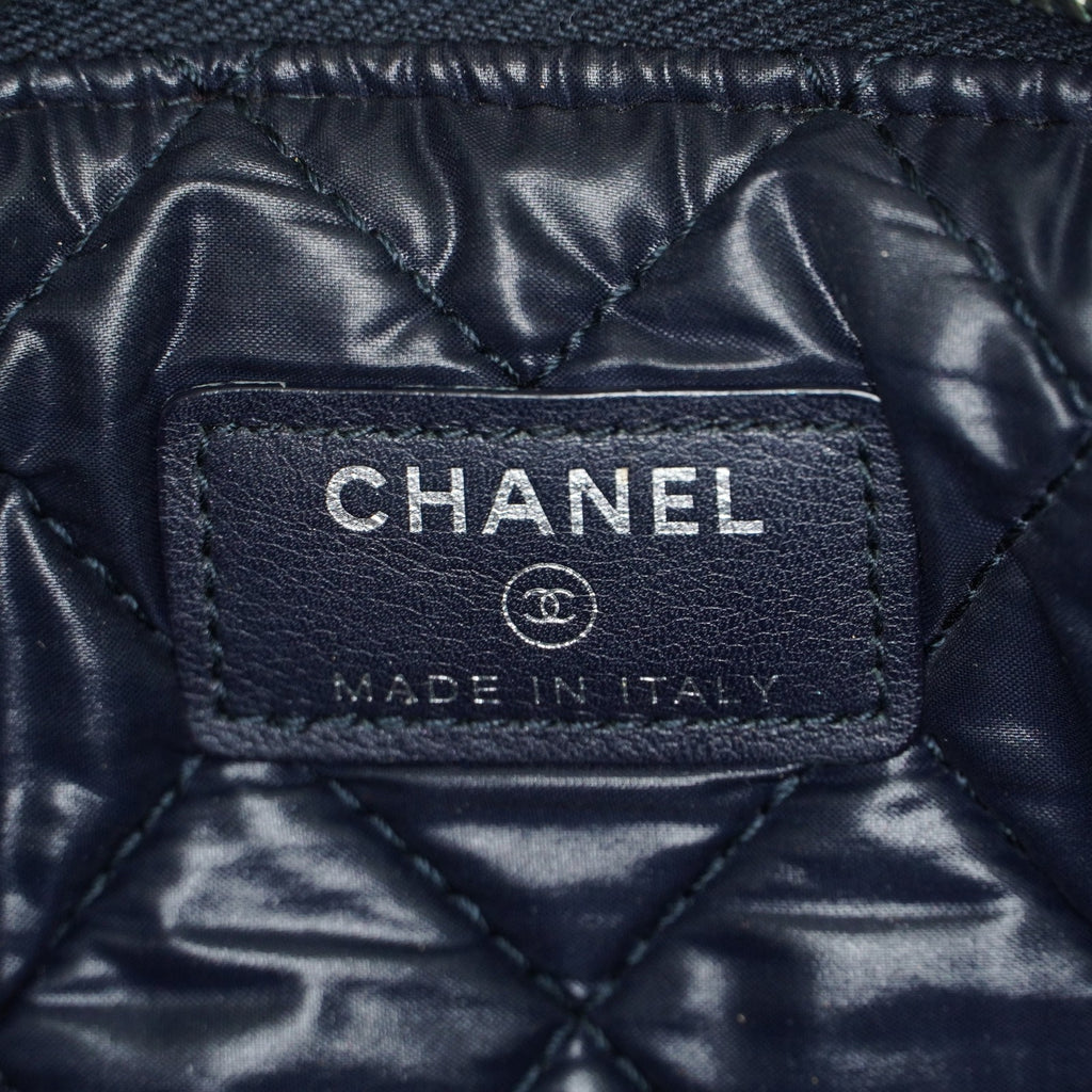 CHANEL Deauville Canvas Clutch Bag Pouch CC Logo Dark Brown Used 07A144118424
