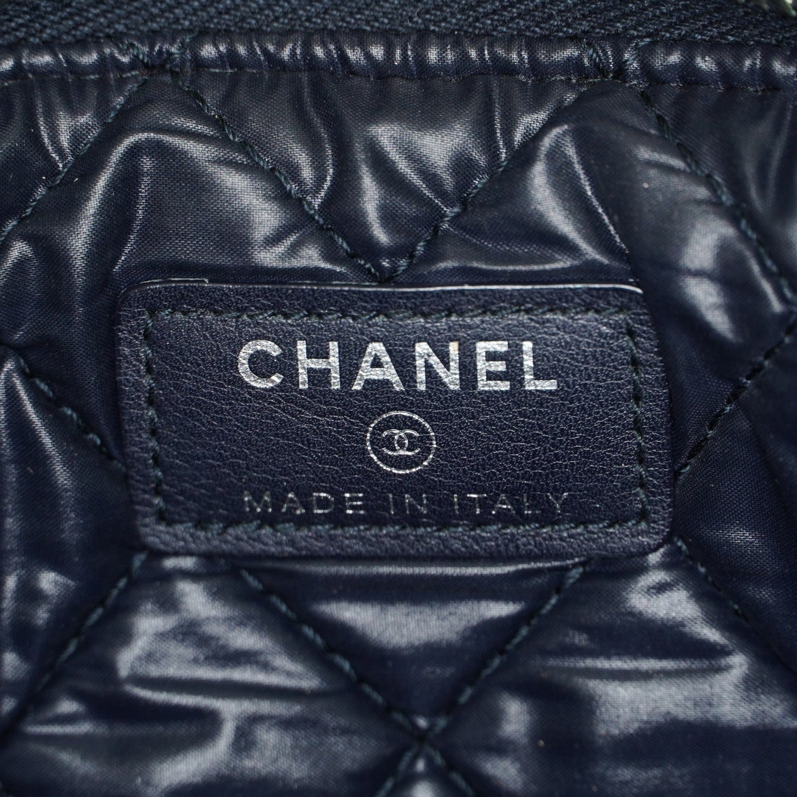 CHANEL Deauville Canvas Clutch Bag Pouch CC Logo Dark Brown Used 07A144118424