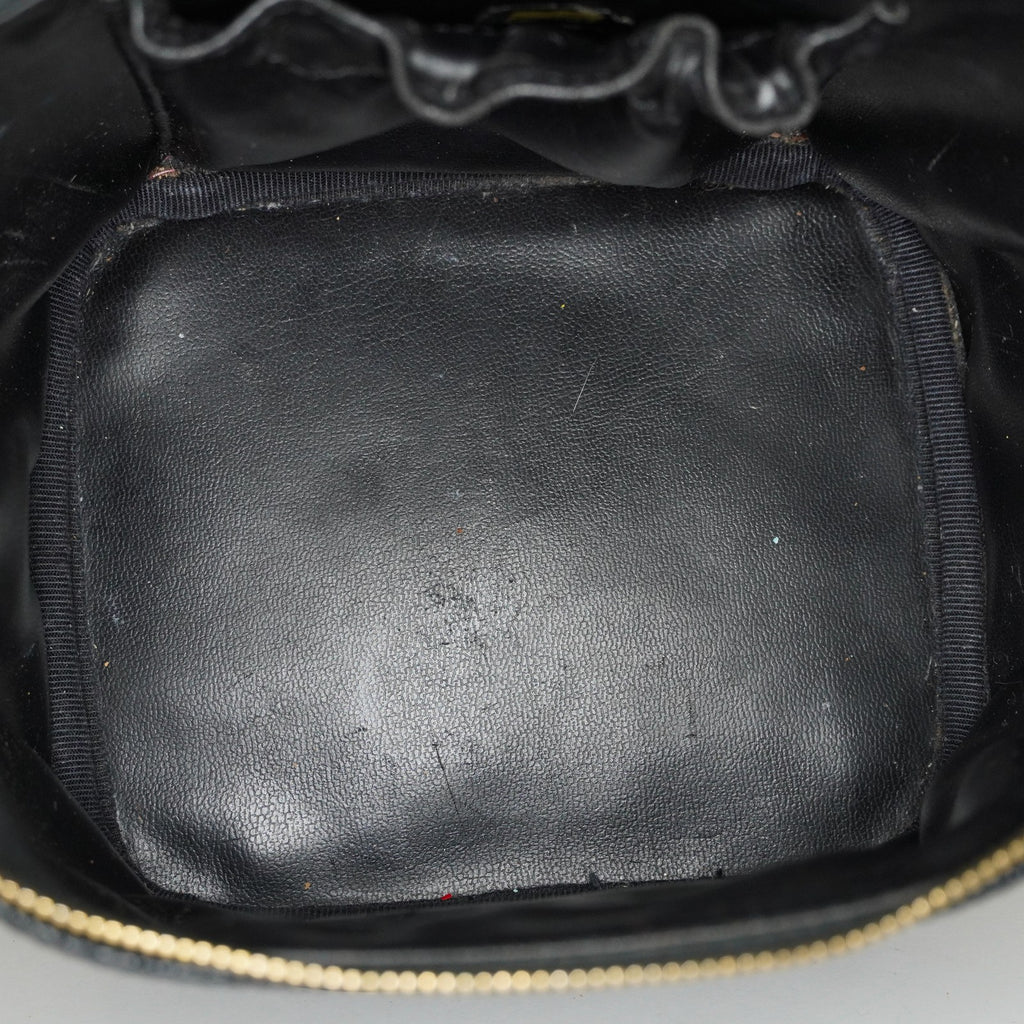 Chanel Caviar Skin CC Vanity Bag 16cm Black Leather Vintage Used 07E016820029