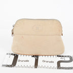 Hermes Bolide Pouch 21 Beige Canvas Leather Cosmetic Pouch Used 08E23495007