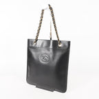 CHANEL Vintage Quilted CC Logo Jersey Chain Flat Shoulder Tote Bag 05E216352529