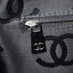 CHANEL CC Logo Tote Bag 40cm Black Leather Silver Hardware Used 07E1711440027
