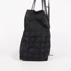 Chanel Old Travel Line Tote MM Black Nylon Shoulder Bag CC Used 06E111155030