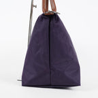 Longchamp Le Pliage Tote Bag Purple Nylon Leather Gold Hardware Used XYZ272
