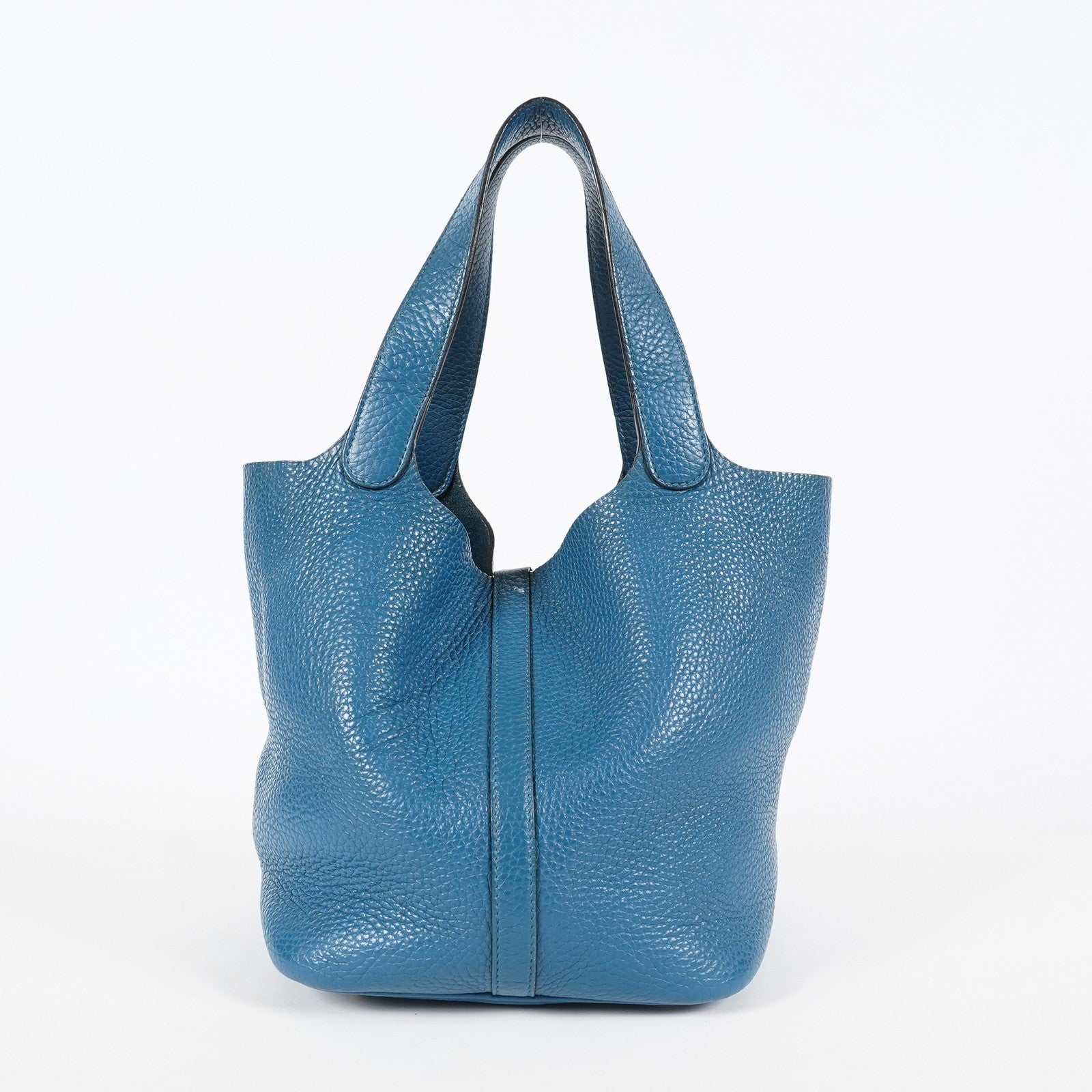 Hermes Picotin Lock MM Taurillon Clemence Leather Bag Blue Used 07E2822660025