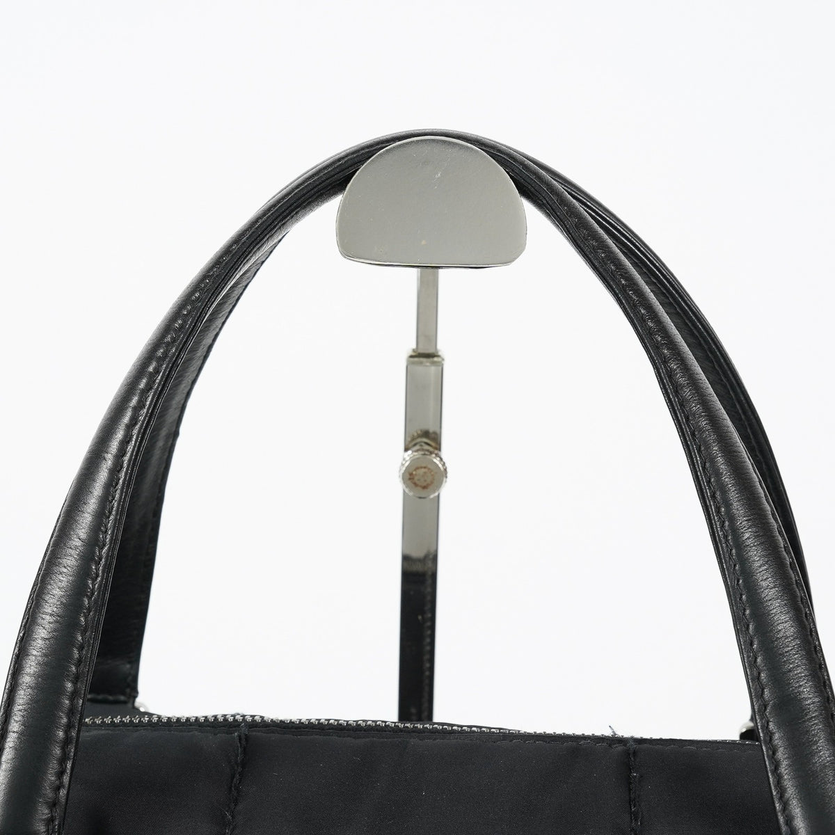 Chanel Chocolate Bar Nylon Mini Boston Bag 35cm Black Silver HW 07E314180008
