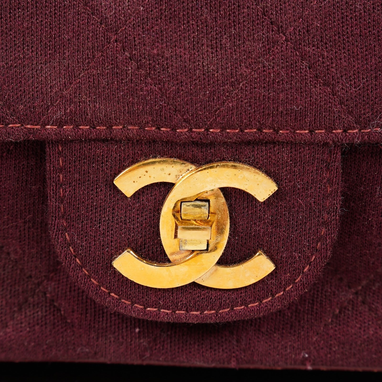 CHANEL Matelasse Double Flap 25 Shoulder Bag Suede Burgundy Used 07E1519360027