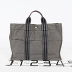 HERMES Fourre Tout GM Tote Bag Gray Canvas Handbag Unisex 08E34825010