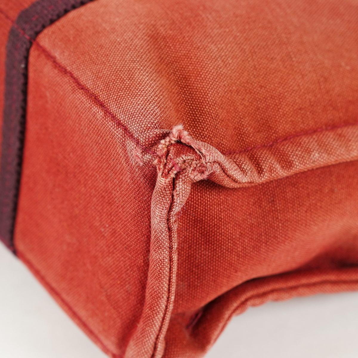 Hermes Fourre-Tout TPM Red Canvas Tote Bag Used Vintage Auth 09E06385011