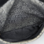 Gucci GG Denim Waist Belt Bag 30cm Black Leather Trim Used Vintage 08E022310002