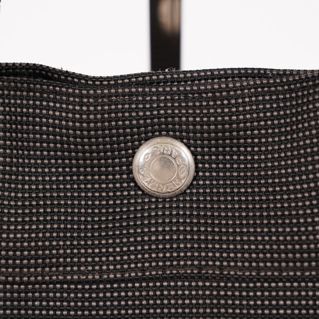 Hermes Herline MM Tote Bag Gray Canvas H Logo Used 07E20825001