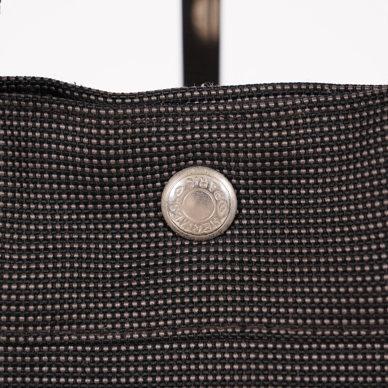 Hermes Herline MM Tote Bag Gray Canvas H Logo Used 07E20825001