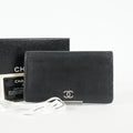Chanel Caviar Skin Long Bifold Wallet Black Leather Used with Box 05E412310016