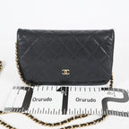 Chanel Caviar Quilted Wallet On Chain WOC Black Crossbody Bag Gold 07E2620790012