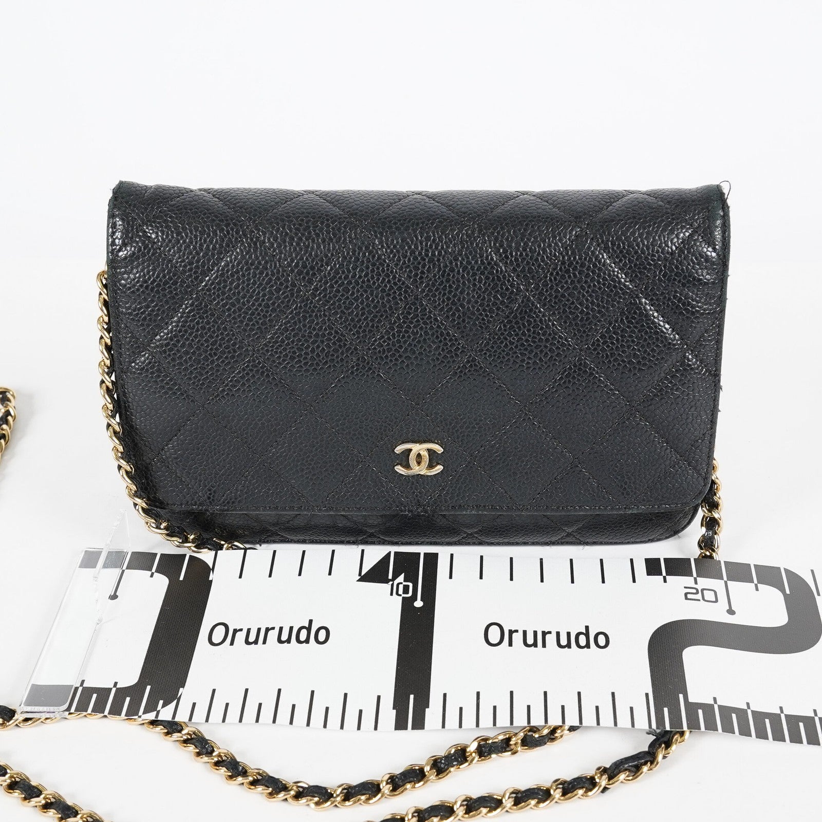 Chanel Caviar Quilted Wallet On Chain WOC Black Crossbody Bag Gold 07E2620790012