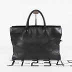 CHANEL CC Logo Tote Bag 40cm Black Leather Silver Hardware Used 07E1711440027