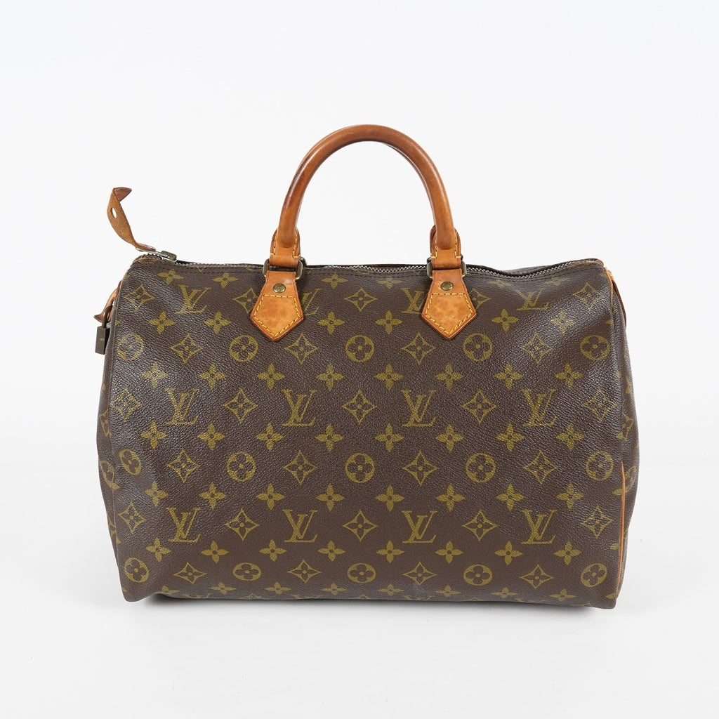Louis Vuitton Speedy 35 Monogram Brown Canvas Hand Bag Used M41524 07E214620027