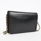 Chanel Calfskin Flap Chain Shoulder Bag 25cm Black Used Vintage CC 08E1011440006