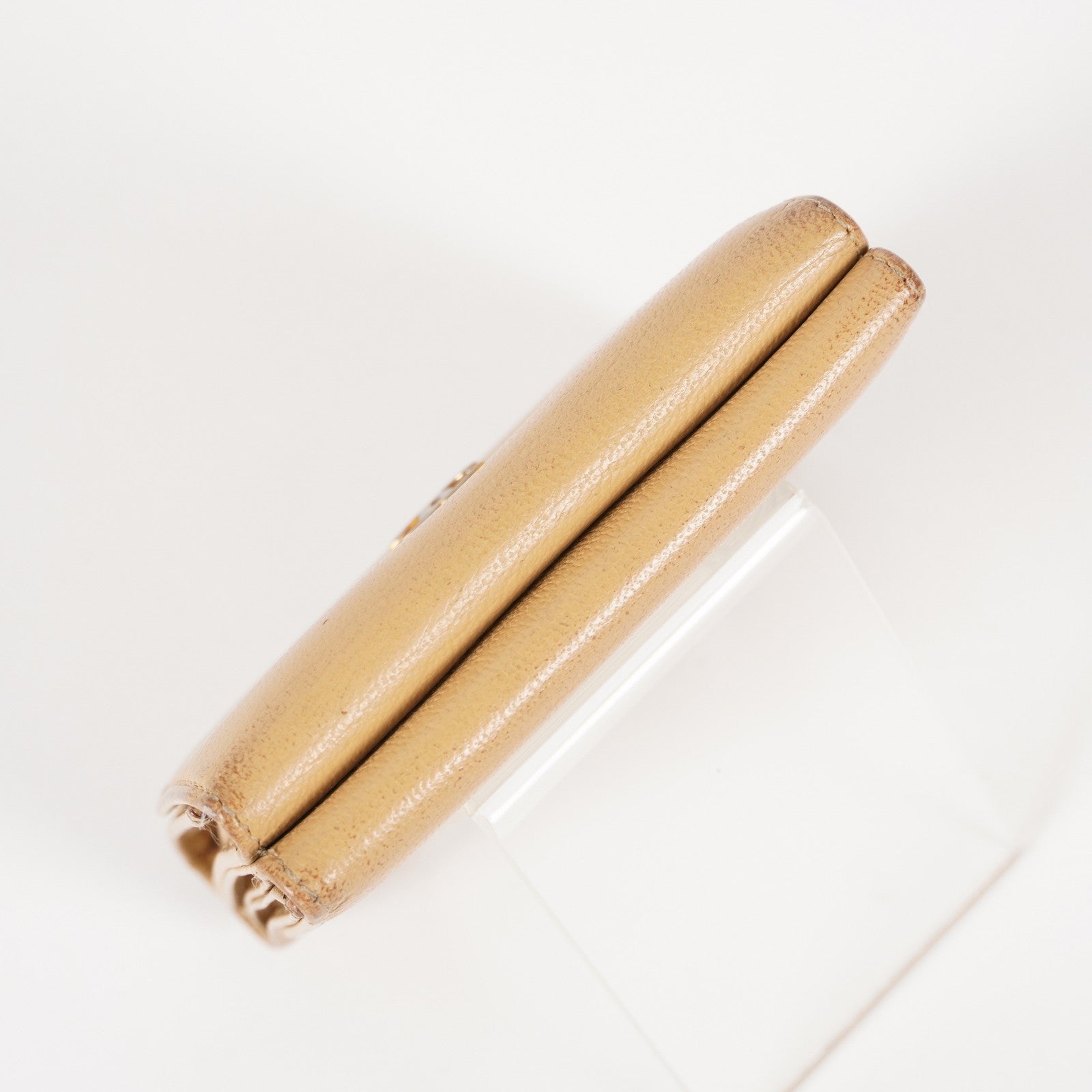 AUTHENTIC Chanel VINTAGE Beige Sevruga Compact Wallet 05E561045016