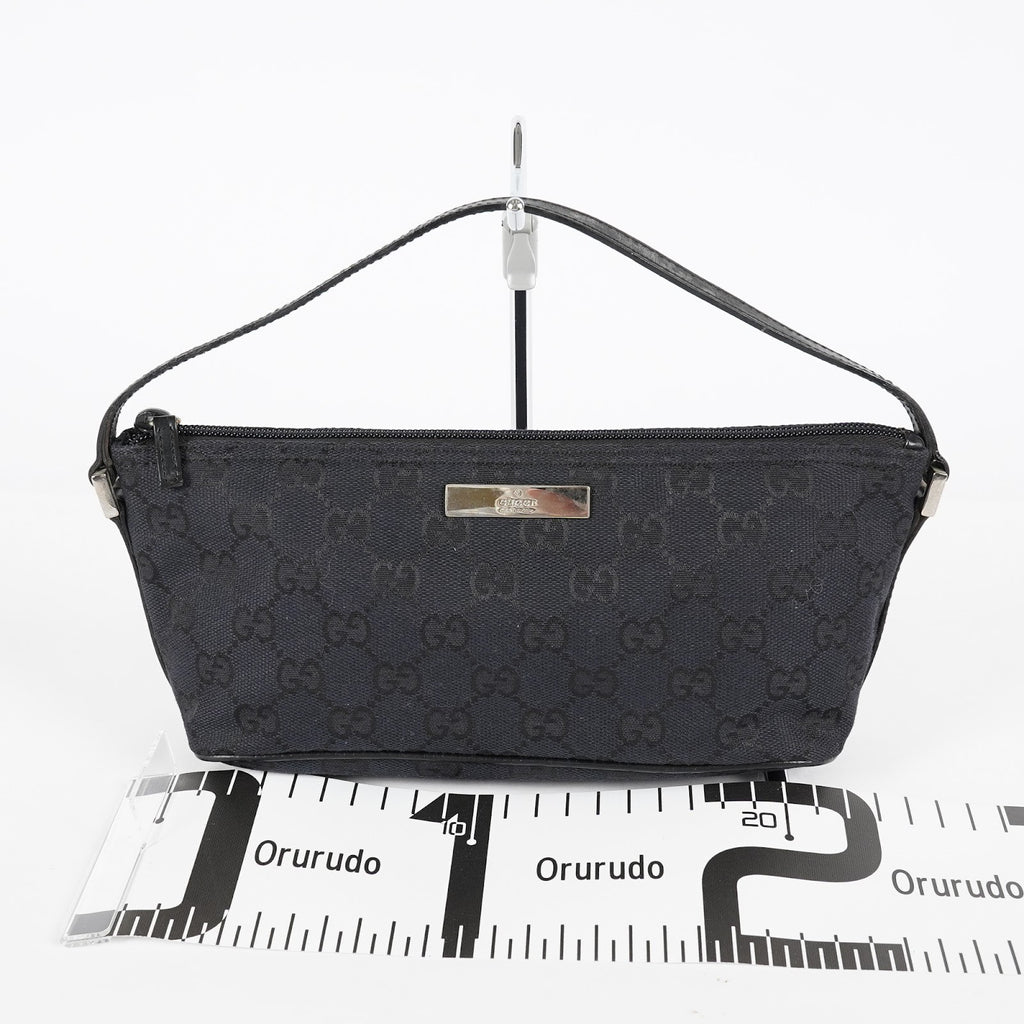 GUCCI GG Canvas Boat Pochette Shoulder Bag 22cm Black Vintage Used 08E172090010