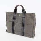 HERMES Fourre Tout GM Tote Bag Gray Canvas Handbag Unisex 08E34825010