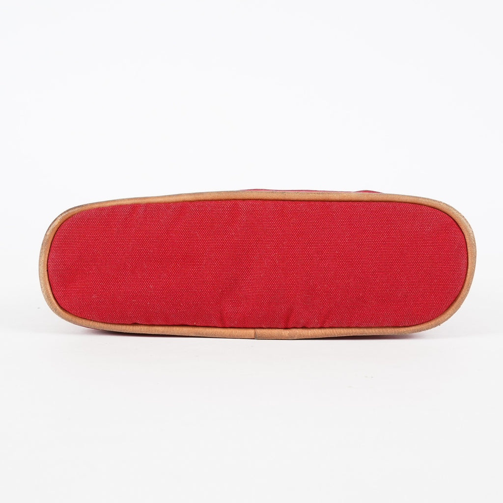 Hermes Bolide Pouch 20 Red Canvas Leather Trim Cosmetic Pouch Used 08E04605008