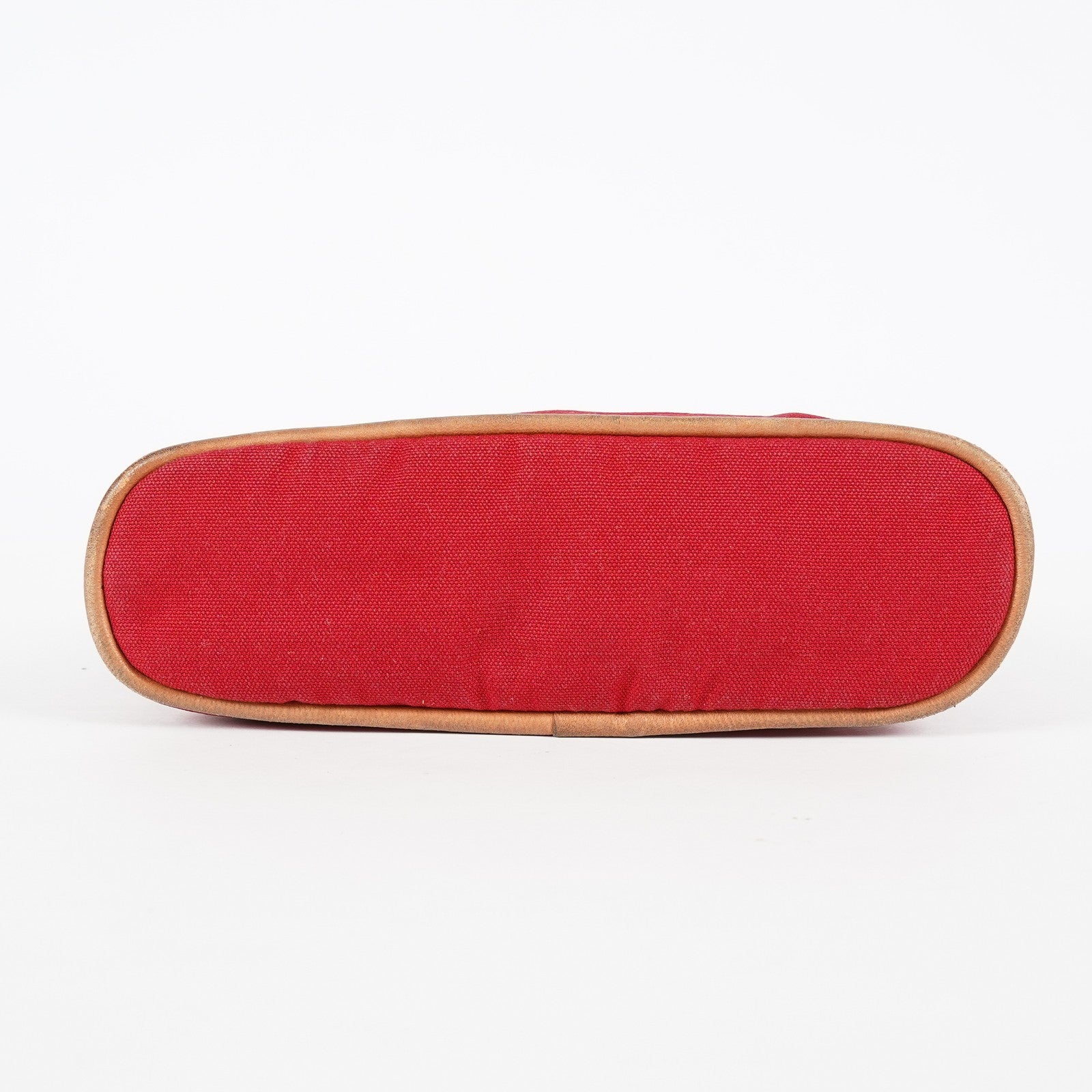 Hermes Bolide Pouch 20 Red Canvas Leather Trim Cosmetic Pouch Used 08E04605008