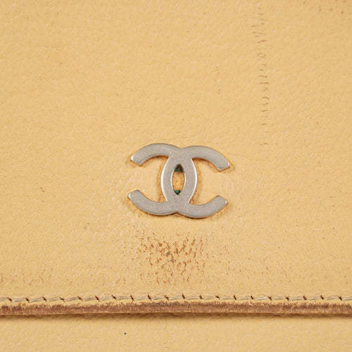 AUTHENTIC Chanel VINTAGE Beige Sevruga Compact Wallet 05E561045016