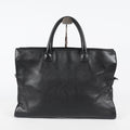 CHANEL CC Logo Tote Bag 40cm Black Leather Silver Hardware Used 07E1711440027