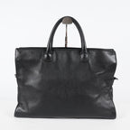 CHANEL CC Logo Tote Bag 40cm Black Leather Silver Hardware Used 07E1711440027