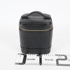 CHANEL Caviar Skin CC Vanity Bag Black Gold Hardware Vintage Case 08E047150002