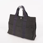Hermes Herline MM Tote Bag Gray Canvas H Logo Used 07E20825001