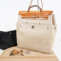 Hermes Herbag MM Toile Canvas Leather Beige 2way Handbag Bag 07E364950012